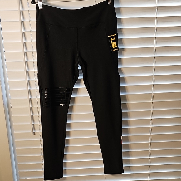 Gottex Pants - Gottex Legging Black With Red And White Stripes At ( Back) Calf Size Large
